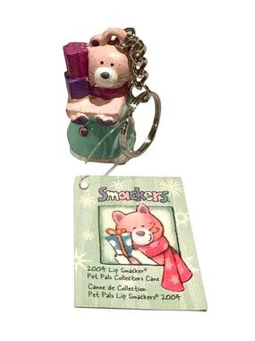 Vintage 2004 Lip Smacker Pet Pals Collectors Cane Bear Keychain/Keyring Topper